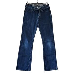 Gap Denim Girls Straight Leg Jeans Size 12 Dark Blue High Rise Stretch